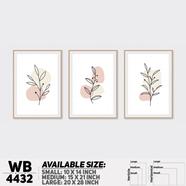 DDecorator Leaf With Abstract Art (Set of 3) Wall Board And Wall Canvas - WB4432