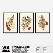 DDecorator Leaf With Abstract Art (Set of 3) Wall Board and Wall Canvas - WB4066