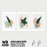 DDecorator Leaf With Abstract Art (Set of 3) Wall Board And Wall Canvas - WB4359