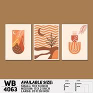 DDecorator Leaf With Abstract Art (Set of 3) Wall Board and Wall Canvas - WB4063