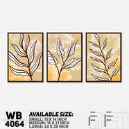 DDecorator Leaf With Abstract Art (Set of 3) Wall Board and Wall Canvas - WB4064