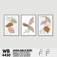 DDecorator Leaf With Abstract Art (Set of 3) Wall Board And Wall Canvas - WB4430