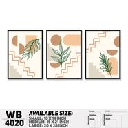 DDecorator Leaf With Abstract Art (Set of 3) Wall Board And Wall Canvas - WB4020
