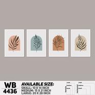DDecorator Leaf With Abstract Art (Set of 4) Wall Board And Wall Canvas - WB4436