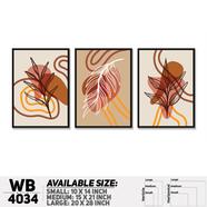 DDecorator Leaf With Abstract Art (Set of 3) Wall Board And Wall Canvas - WB4034