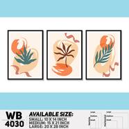 DDecorator Leaf With Abstract Art (Set of 3) Wall Board And Wall Canvas - WB4030