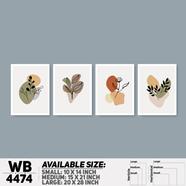 DDecorator Leaf With Abstract Art (Set of 4) Wall Board And Wall Canvas - WB4474