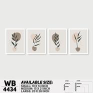 DDecorator Leaf With Abstract Art (Set of 4) Wall Board And Wall Canvas - WB4434