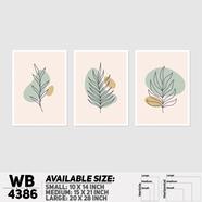 DDecorator Leaf With Abstract Art (Set of 3) Wall Board And Wall Canvas - WB4386