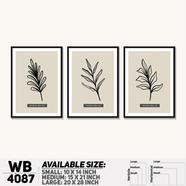 DDecorator Leaf With Abstract Art Wall Board And Wall Canvas - Set of 3 - WB4087