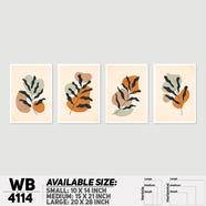 DDecorator Leaf With Abstract Art Wall Board And Wall Canvas - Set of 4 - WB4114