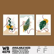 DDecorator Leaf With Abstract Art Wall Board And Wall Canvas - Set of 3 - WB4079