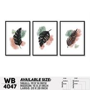 DDecorator Leaf and Water Paint With Abstract Art (Set of 3) Wall Board and Wall Canvas - WB4047