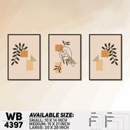 DDecorator Line Art Flowe And Leaf (Set of 3) Wall Board And Wall Canvas - WB4397