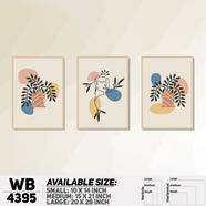 DDecorator Line Art Flower And Leaf (Set of 3) Wall Board And Wall Canvas - WB4395