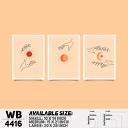 DDecorator Line Art Horizon And Leaf (Set of 3) Wall Board And Wall Canvas - WB4416