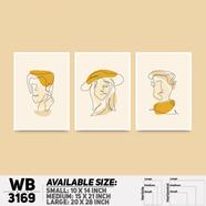 DDecorator Modern Leaf One Line Art ArtWork Wall Decor - (Set of 3) WB3169