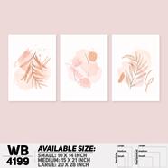 DDecorator Water Painting Flower And Leaf (Set of 3) Wall Board And Wall Canvas - WB4199