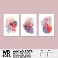 DDecorator Water Painting Flower And Leaf (Set of 3) Wall Board And Wall Canvas - WB4033