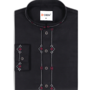 DEEN Black Embroidered Panjabi 01