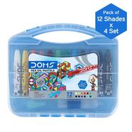 DOMS Non-Toxic Hexagonal Jumbo Oil Pastel Set in Plastic Carry Case (12 Assorted Shades x 4 Set)