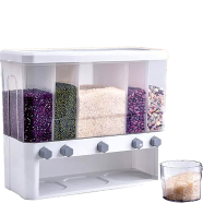 DYRABREST 5 in 1 Dry Food Dispenser Large Capacity Grain Dispenser Rice dispenser with Cup for Kitchen Small Granular Grain