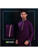 Dark Purple Soft Bamboo Fiber Fabric Panjabi - S (chest-40,length 41)