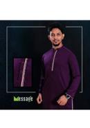 Dark Purple Soft Bamboo Fiber Fabric Panjabi - XL (chest-46, length 44) 