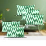 Decorative Cushion Cover Green And White 20x12 Inch Set Of 5 - 78210