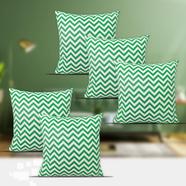 Decorative Cushion Cover Green And White 14x14 Inch Set of 5 - 78206