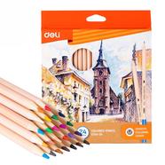 Deli Colored Pencil Fine Lead 3.0mm Cut Head Smooth Coloring Vibrant and Bright Colour 24 colors 
