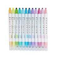 Deli Double Head Highlighter Set 12 Colors Highlighter Rainbow Pastel Assorted Colours