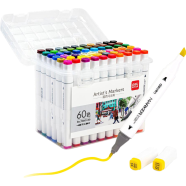 Deli Markers Sets 60 Colors Sketching Markers Double Head Alco. Based Felt Tip Pen 