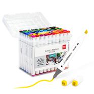 Deli Markers Sets 60 Colors Sketching Markers Double Head Alco. Based Felt Tip Pen 