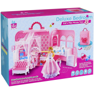 Deluxe Bedroom Girl's Play House Toys Pink Portable Carry Case With Doll House Furniture and Many more Interesting Toys for Girl icon