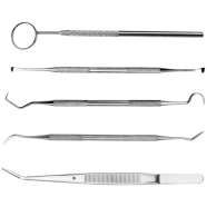 Dental Mouth Mirror Stainless Steel Tweezers Elbow Probe Dentist Instrument Set