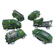 Super Fire Fighting Die Cast Metal Car Set For Kids - 6 Pcs (metal_car_6pc_green) - Green 