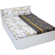 Digital Home TEX Cotton Multicolor (Floral Comfort) King Size Flat Bed Sheet (7.5 by 8.5 Feet) with Two Pillow Covers- 300 Thread Count- Hand Washable