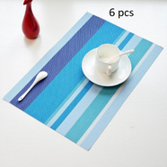 Dinning Table Placemats PVC Mats Rectangular Blue Set of 6 Pcs