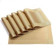 Dinning Table Placemats PVC Rectangular Vintage Woven Washable Mats Gold 6 Pcs Set