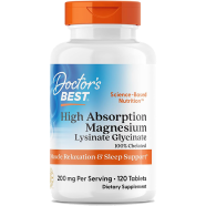Doctor's Best High Absorption Magnesium Glycinate Lysinate 200 mg - 120 Counts -324316179