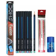 Doms Fusion X-Tra Super Dark Pencils - 10pcs With Free 1 Eraser 1 Sharpner