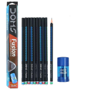 Doms Fusion X-Tra Super Dark Pencils - 10pcs With Free 1 Eraser 1 Sharpner