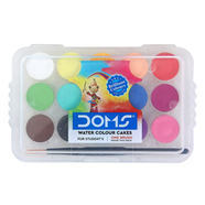 Doms Non-Toxic 15mm Water Colour Cake Set With Paint Brush And Plastic Case