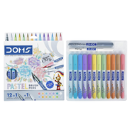 Doms Super Soft Tip Pastel Shades Brush Pen Set | 12 Pastel Shades 1 Silver Shade 1 Blender