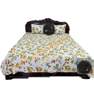 Double King Size Cotton Bed Sheet With Matching 2 Pillow Covers