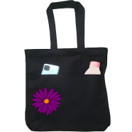 Double Pocket Canvas Tote Bag with Zipper