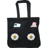 Double Pocket Canvas Tote Bag with Zipper