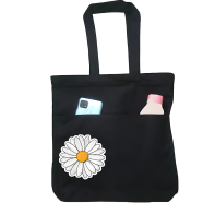 Double Pocket Canvas Tote Bag with Zipper