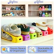 Double Shoe Rack Storage - 4 Pieces Creative Shoe Frame Slots for Space Saver, Organizer,
